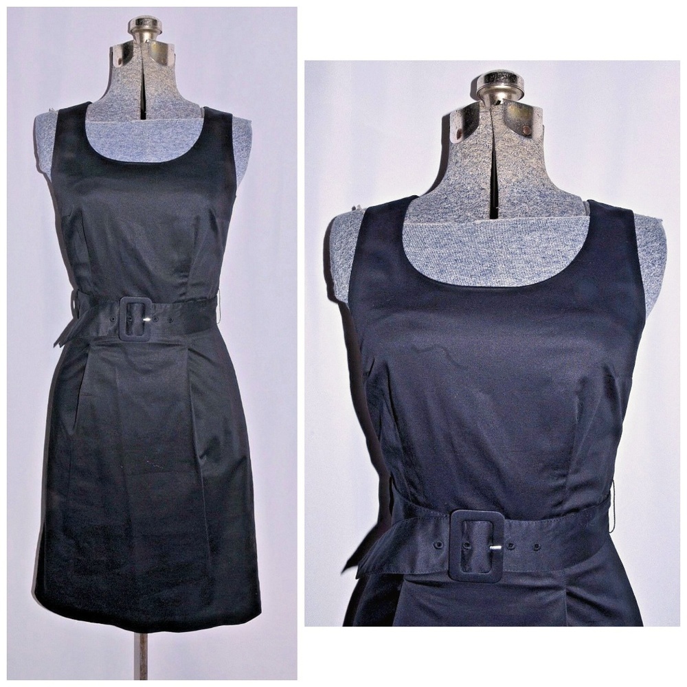 H & M Black Sundress Size 4 LBD Coated Cotton